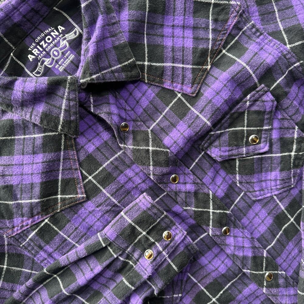 Arizona Jeans Co. Women Small S Western Shirt Cowboy Pearl Snap Plaid Race Champ
